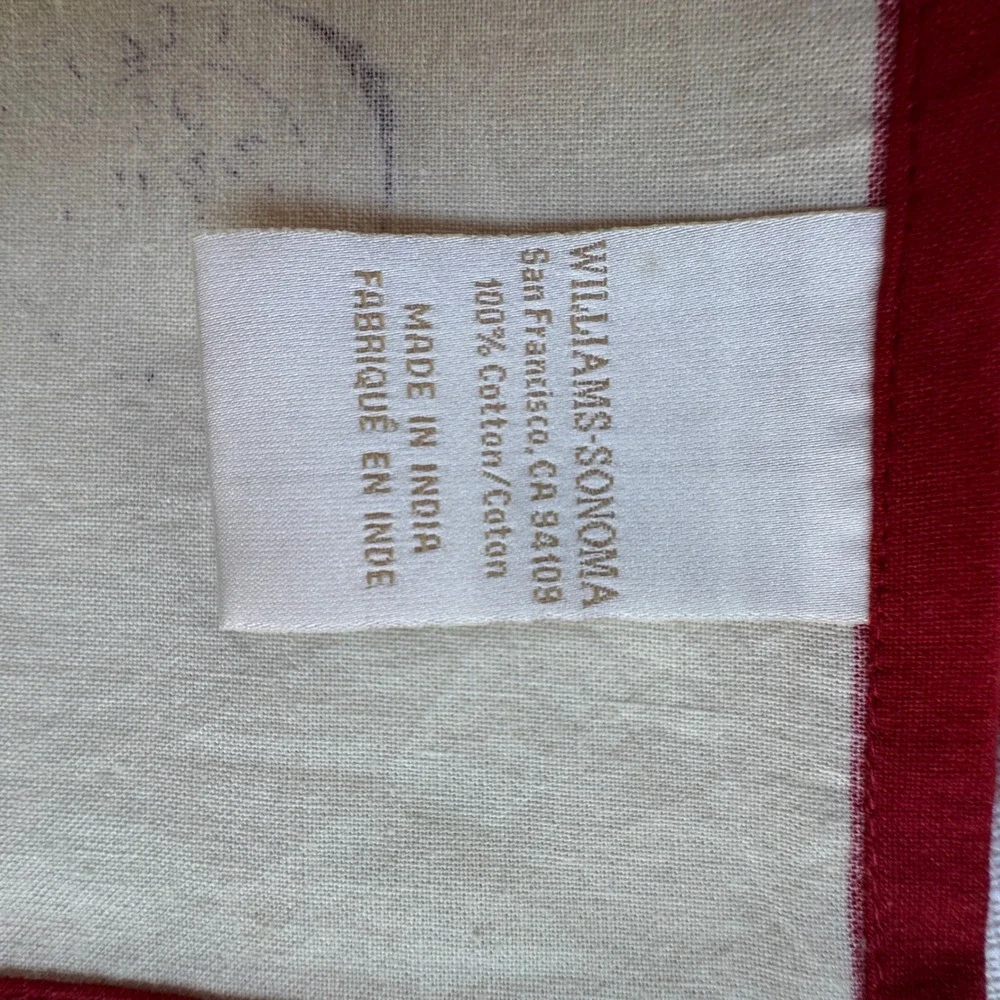 Williams Sonoma 12 Days of Christmas Cotton Napkins Set of 12 Red White RARE
